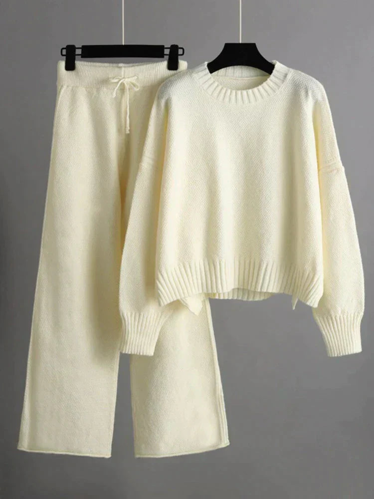 Knitted Jumper & Wide-Leg Trousers Set