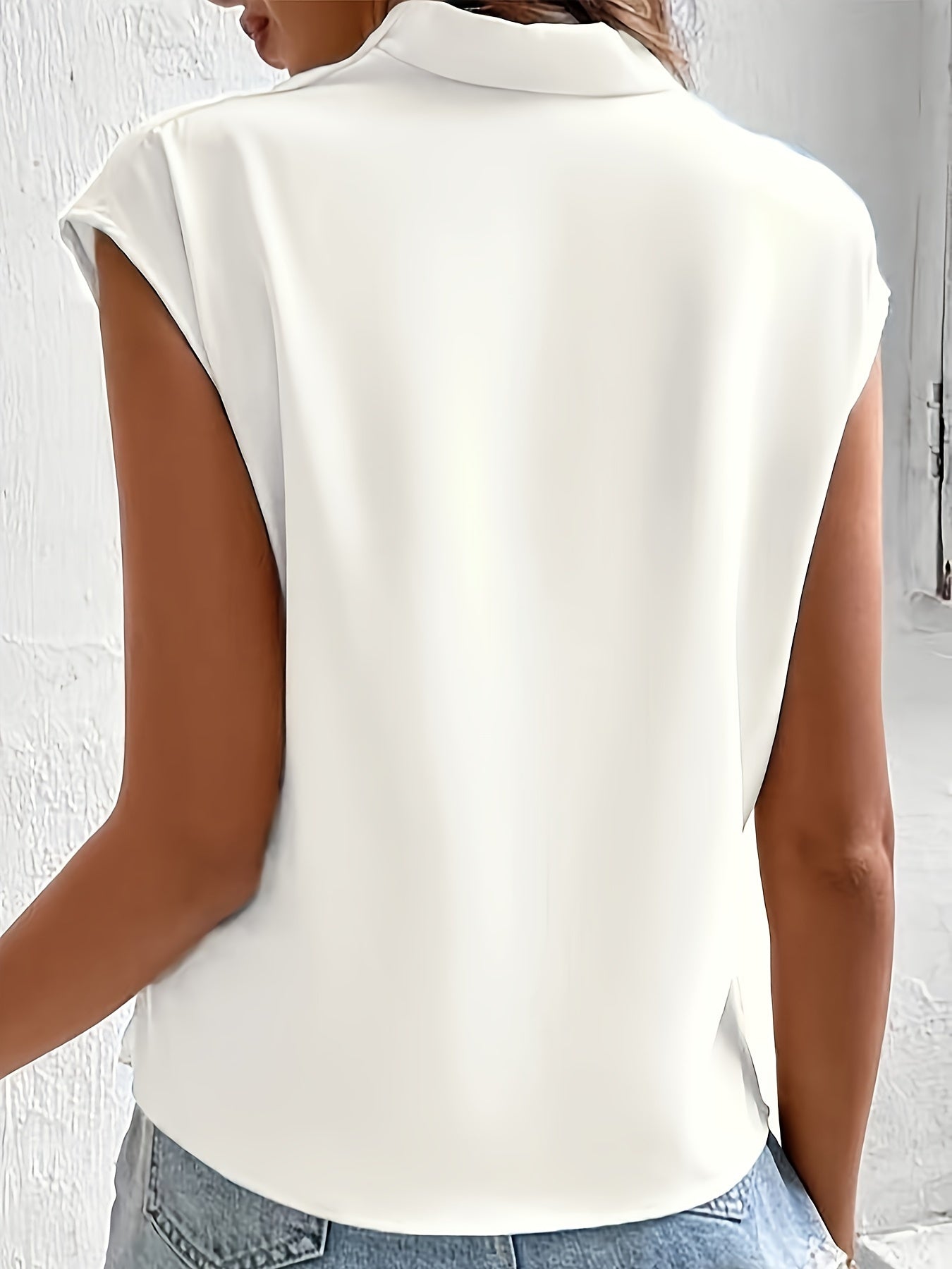 Sleeveless Wrap Blouse with V-Neck