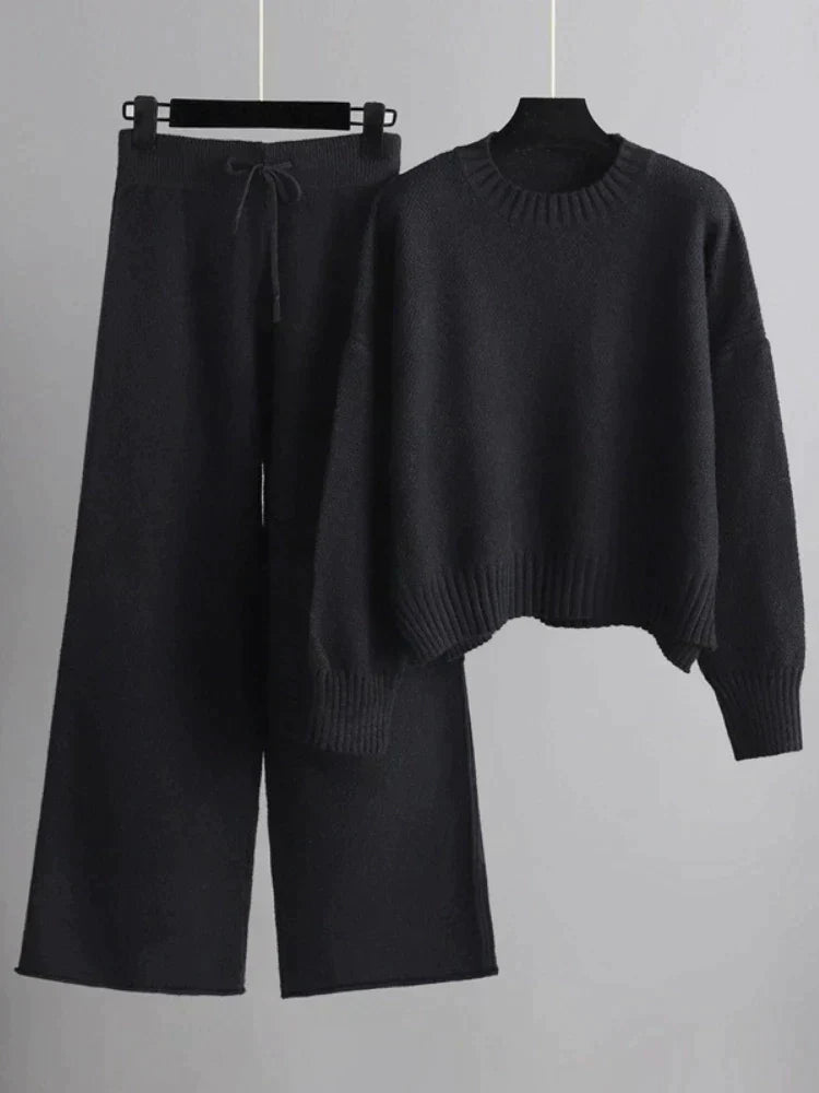 Knitted Jumper & Wide-Leg Trousers Set