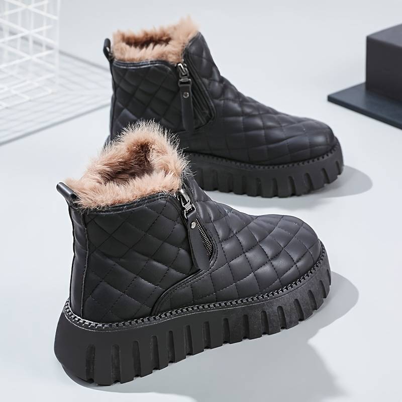 Ankle Boots Mid-Length Straight Quilted