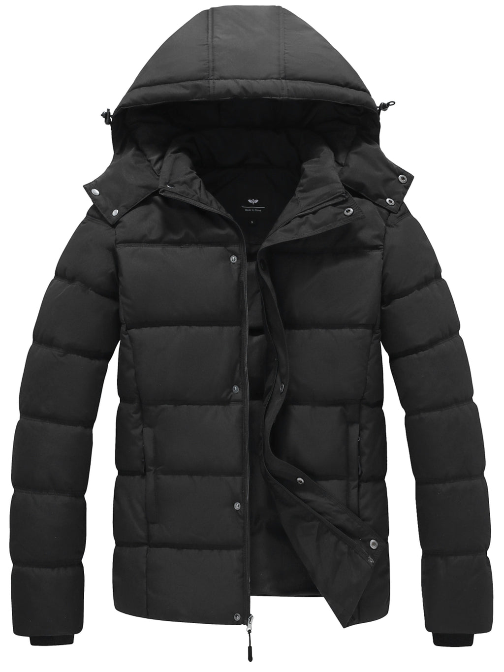 Men's Hip-Length Puffer Jacket with Hood