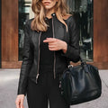 Structured Leather Jacket Long Sleeve