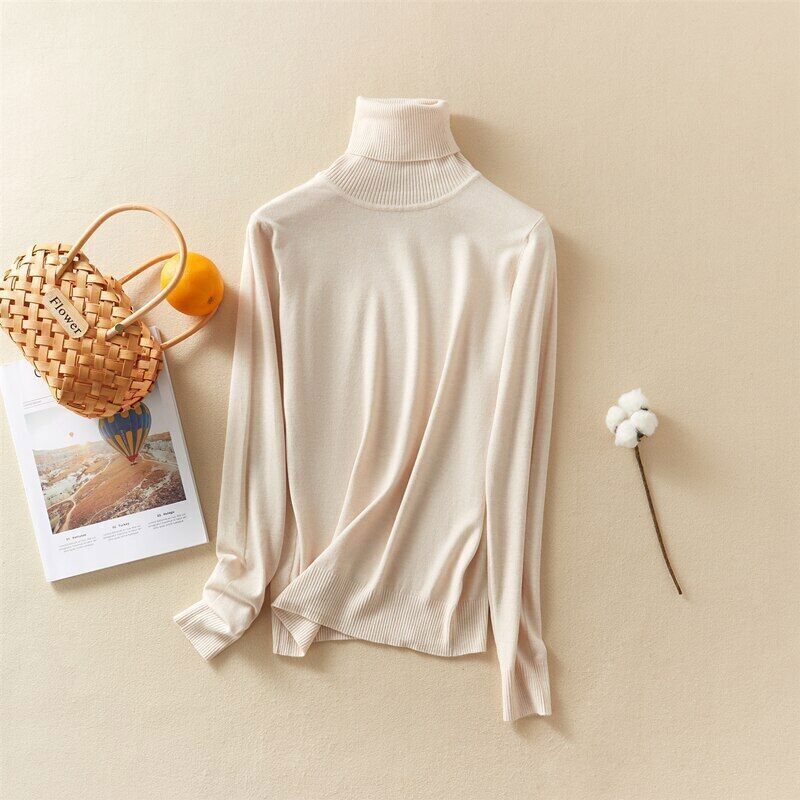 Knitted Turtleneck Jumper Straight Shape Long Sleeve