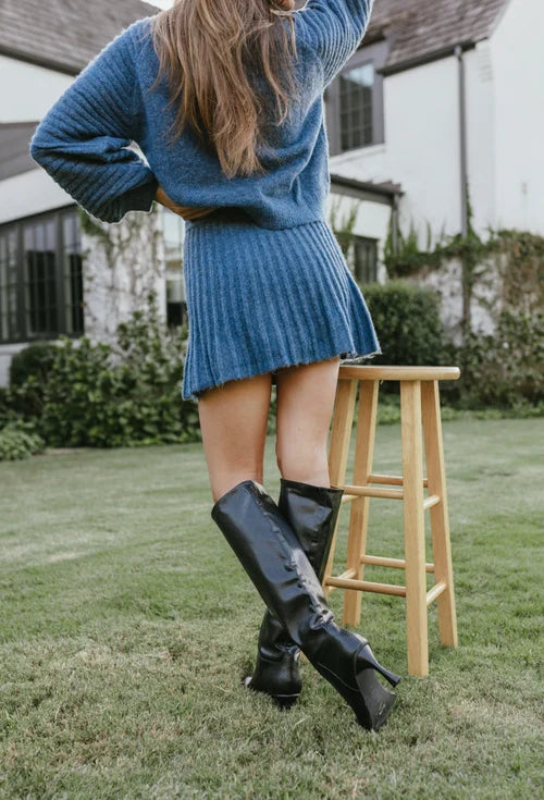 Jumper and Skirt Set Pleated Texture