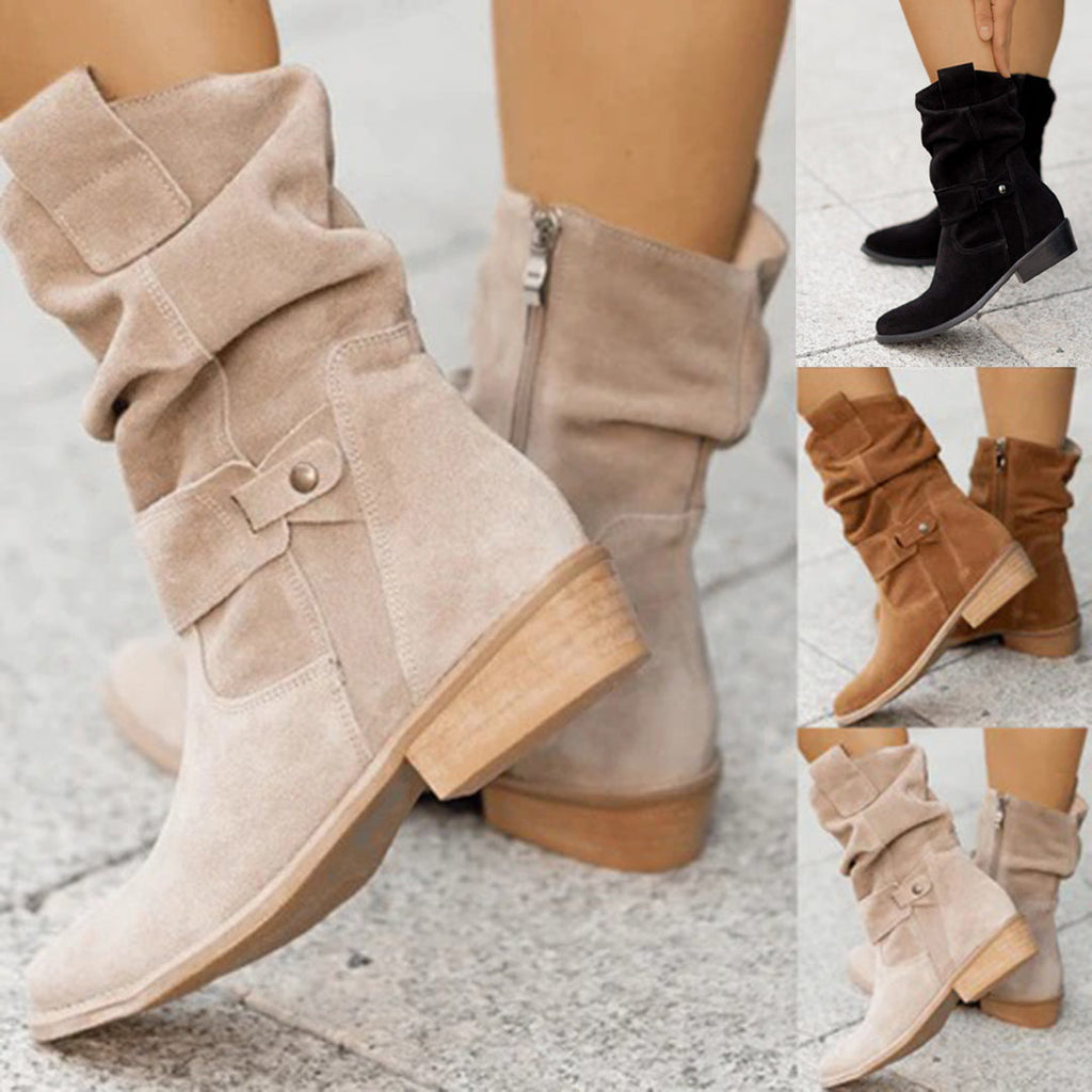 Classic Ankle Boots with Pleated Detail