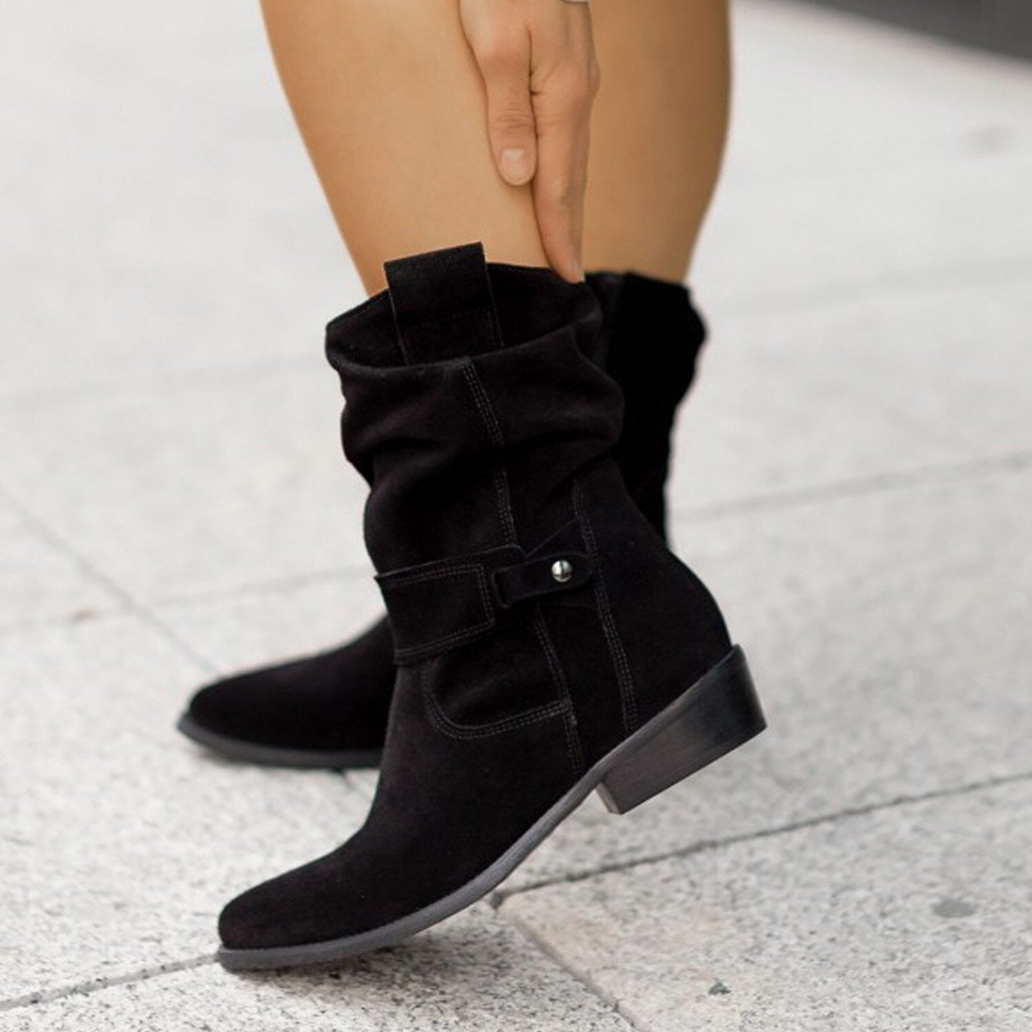 Classic Ankle Boots with Pleated Detail