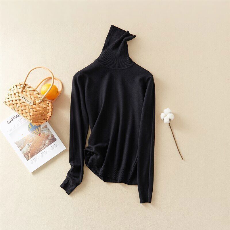 Knitted Turtleneck Jumper Straight Shape Long Sleeve