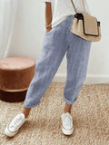 High Waist Trousers Loose Fit Striped