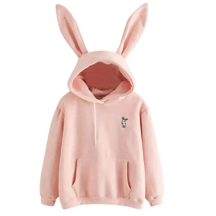 Hoodie Sweatshirt Straight Cut Long Sleeve Bunny Ears