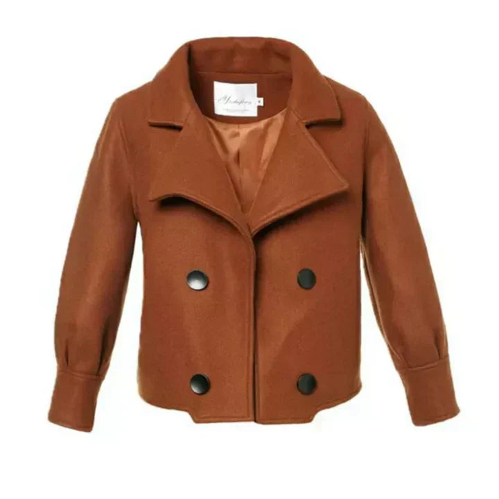 Cropped Jacket Double-Breasted Notched Lapel