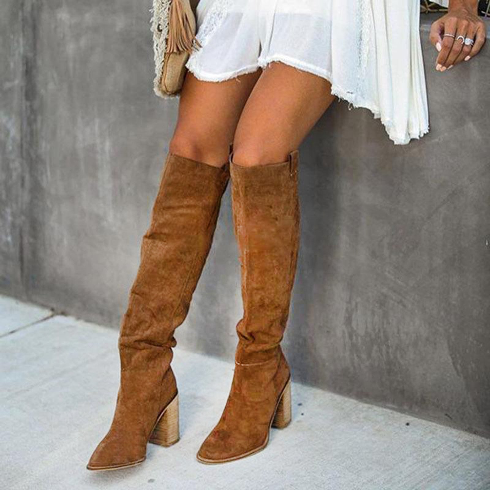 Over-the-Knee Boots Straight Silhouette Smooth Surface