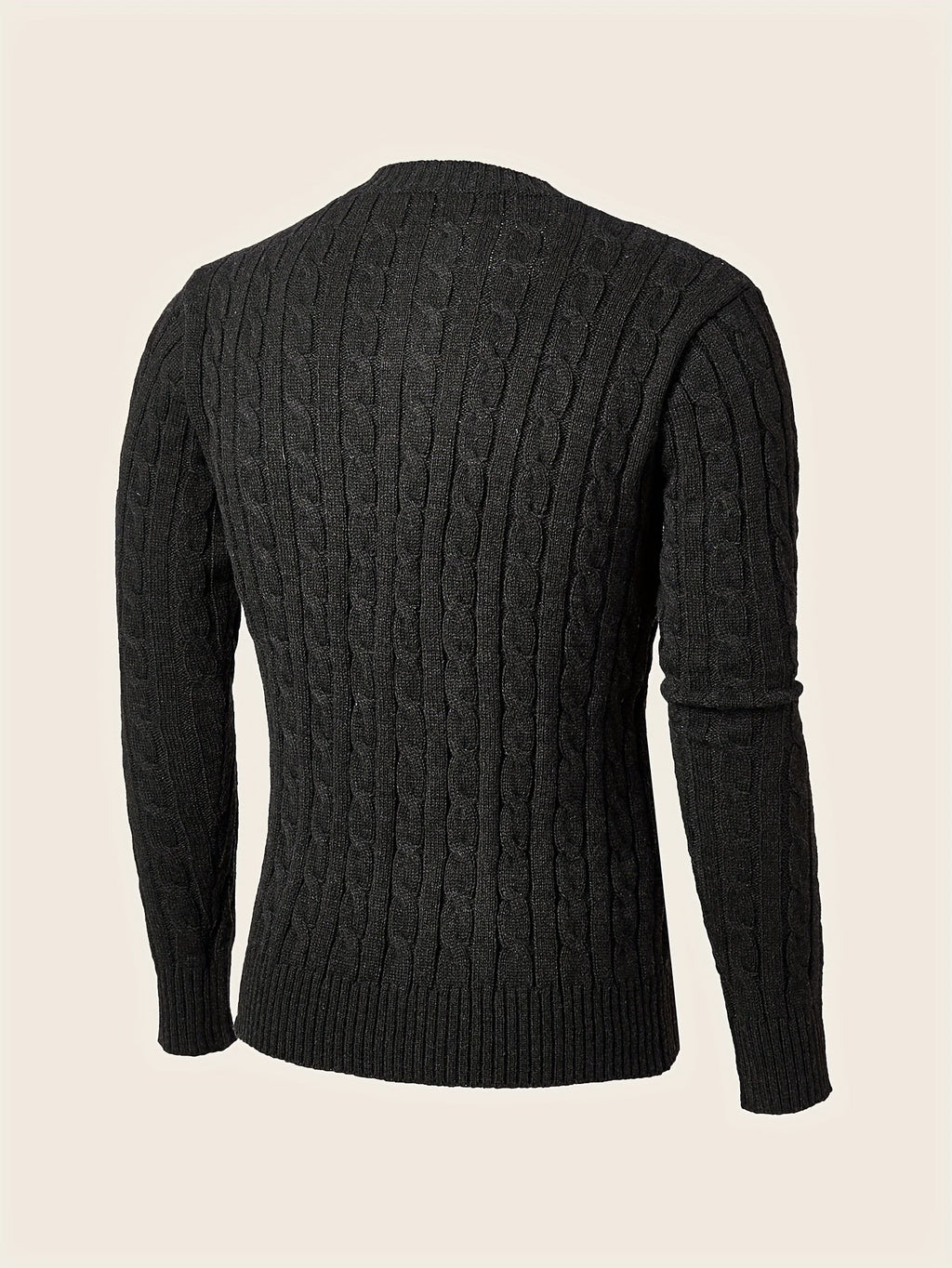 Men's Regular Fit Long Sleeve Sweater with Front Button Placket