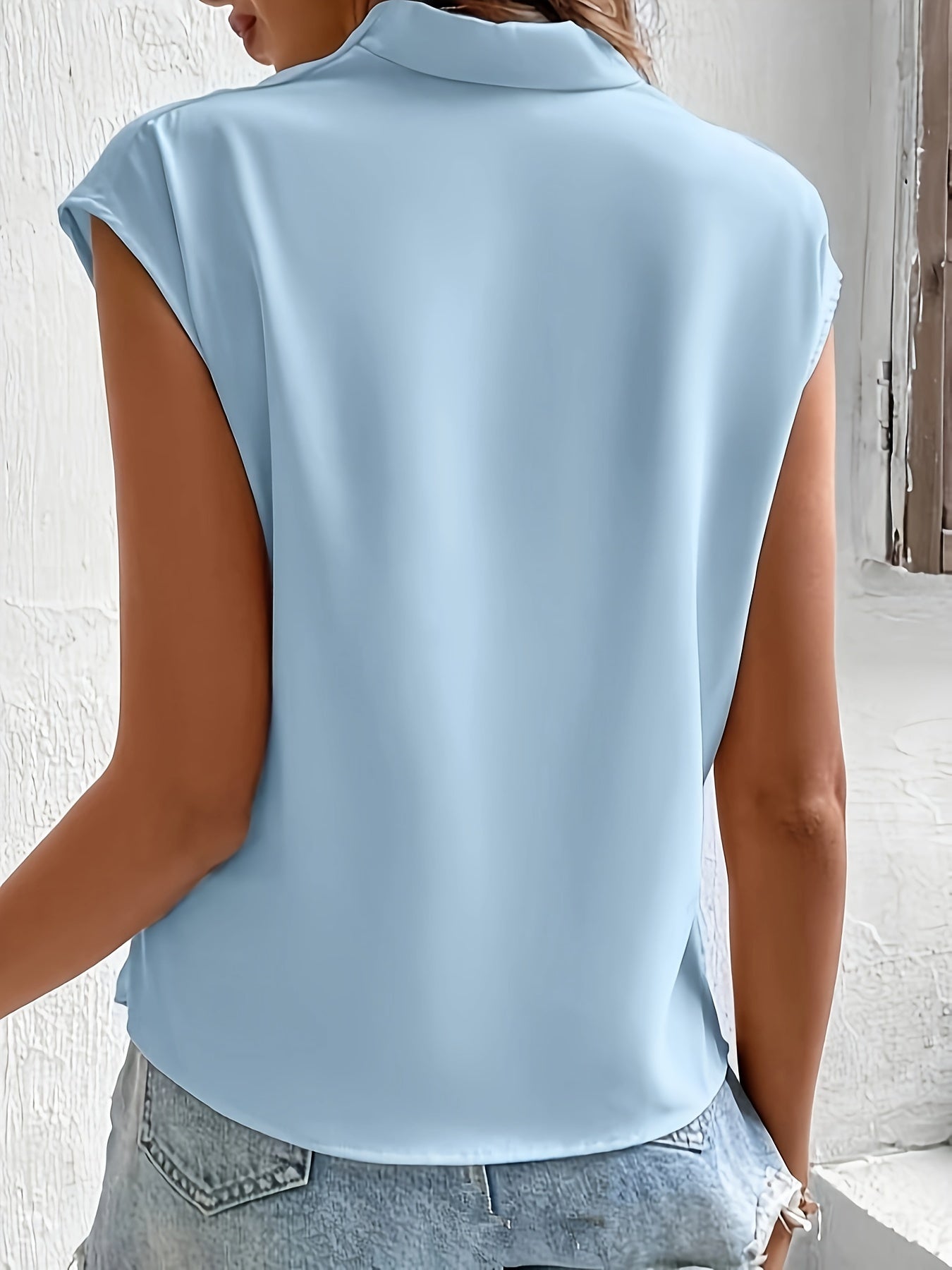 Sleeveless Wrap Blouse with V-Neck
