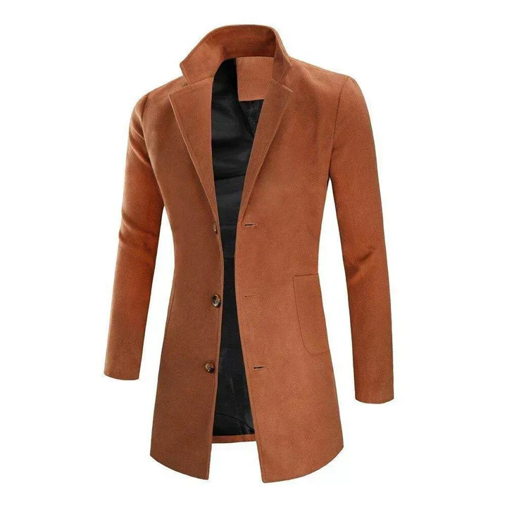 Men’s Long Coat Tailored Fit Smooth Surface