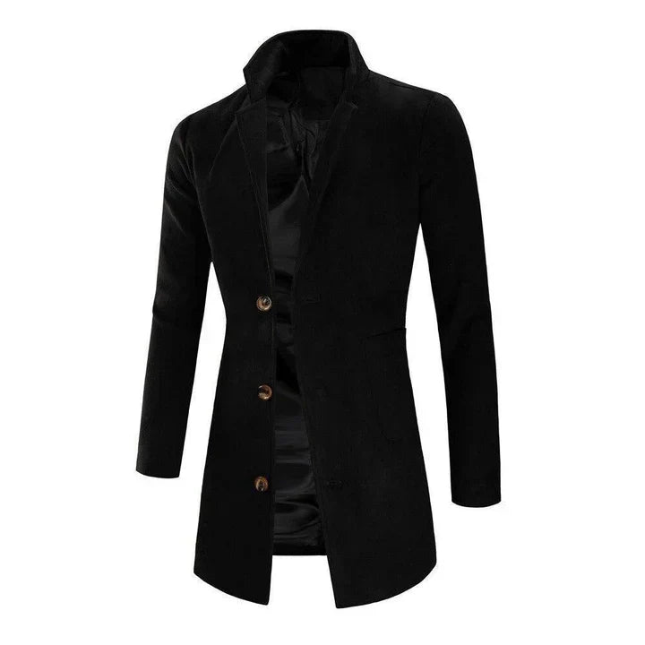 Men’s Long Coat Tailored Fit Smooth Surface