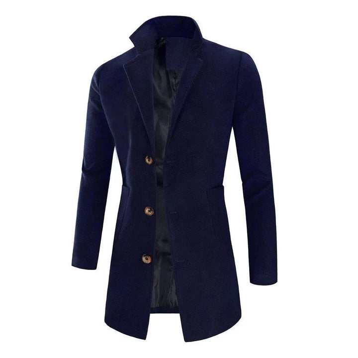 Men’s Long Coat Tailored Fit Smooth Surface