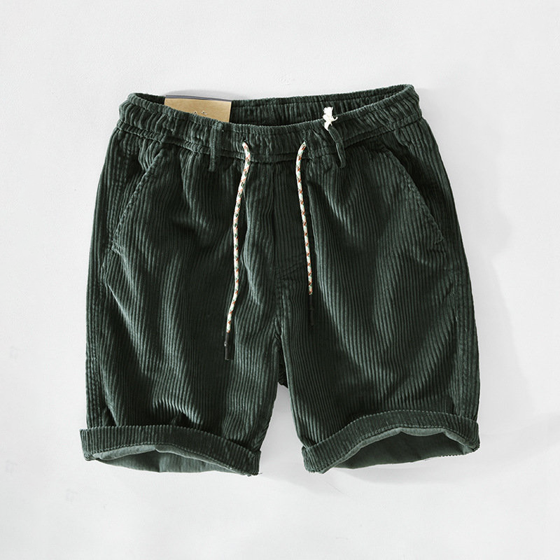 Adjustable Drawstring Cargo Shorts Straight Cut Mid-Thigh Length