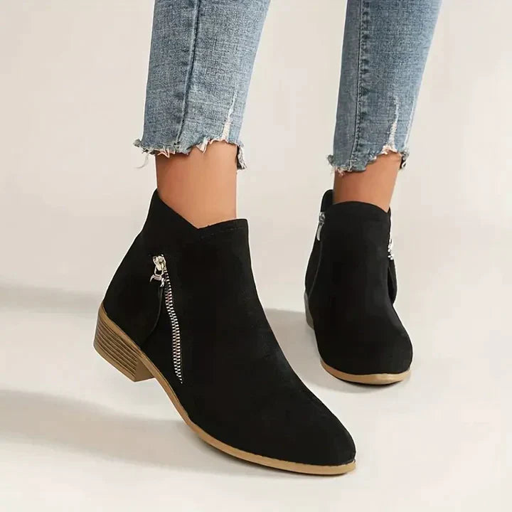 Women’s Ankle Boots Straight Silhouette with Zip