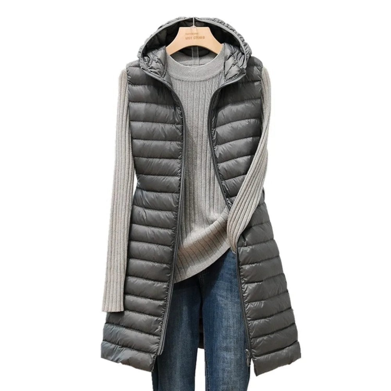 Women’s Gilet Sleeveless Straight Cut with Zip Closure