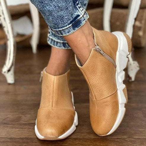 Women’s Ankle Boots Flat Silhouette Side Zipper