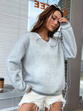 Jumper V-neck Long Sleeve Straight Cut