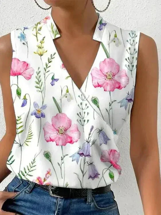 Sleeveless Wrap Top Deep V-Neck