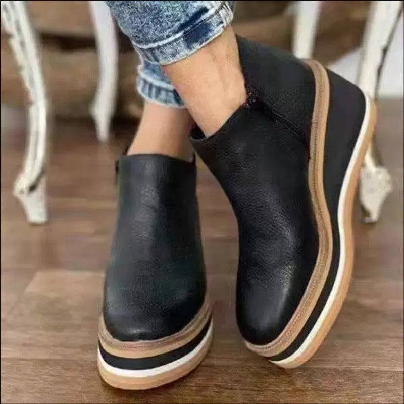 Ankle Boots Slip-On Smooth Surface