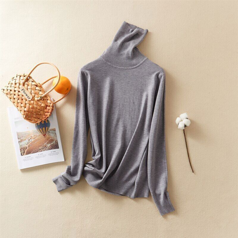 Knitted Turtleneck Jumper Straight Shape Long Sleeve