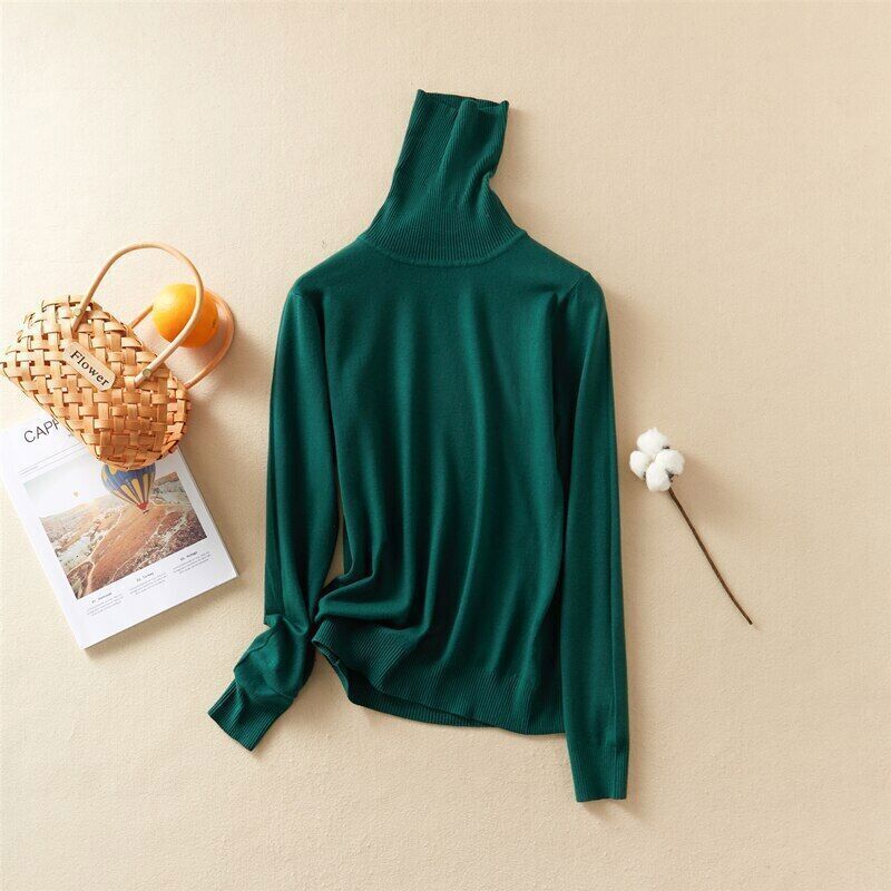 Knitted Turtleneck Jumper Straight Shape Long Sleeve