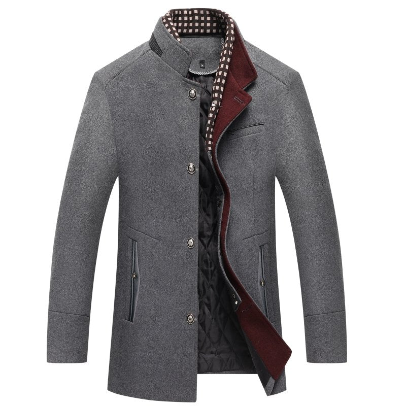 Slim Mid-Length Coat with Zip Closure