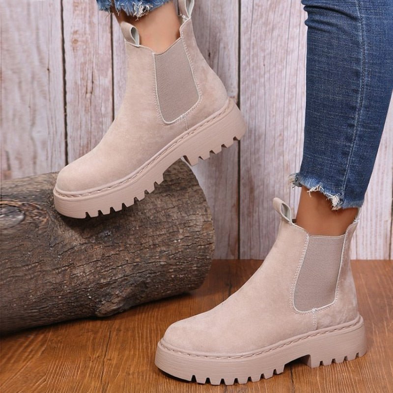 Ankle Boots Mid-Calf Rounded Toe