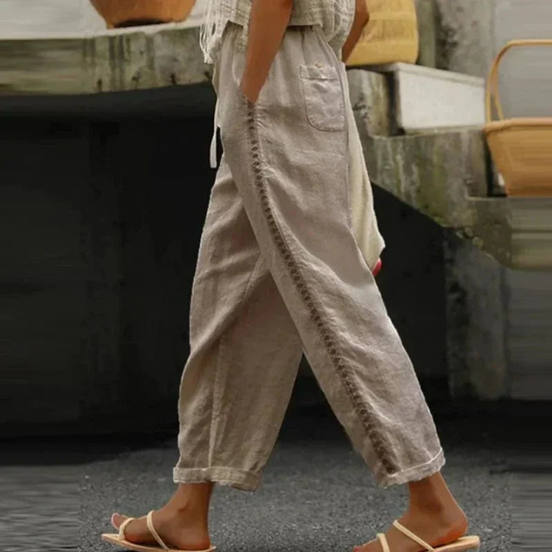 Wide-Leg Trousers Ankle Length Smooth Surface