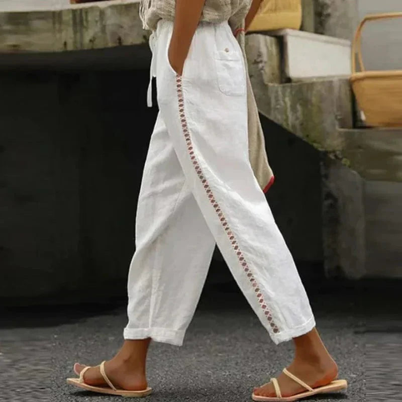 Wide-Leg Trousers Ankle Length Smooth Surface