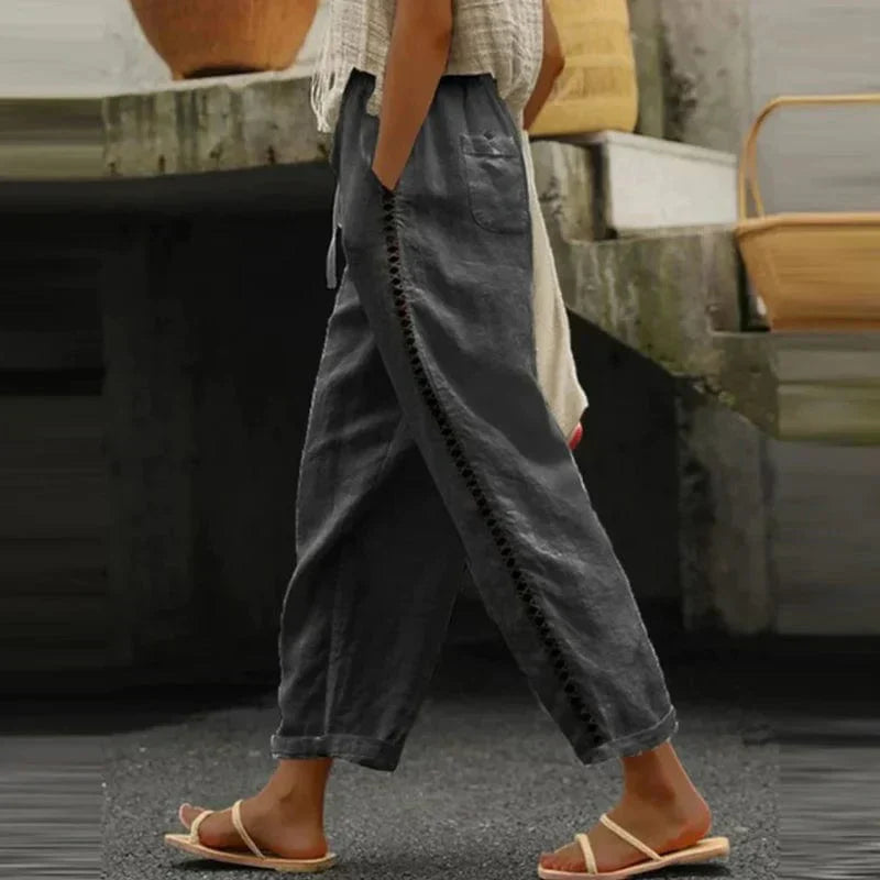 Wide-Leg Trousers Ankle Length Smooth Surface