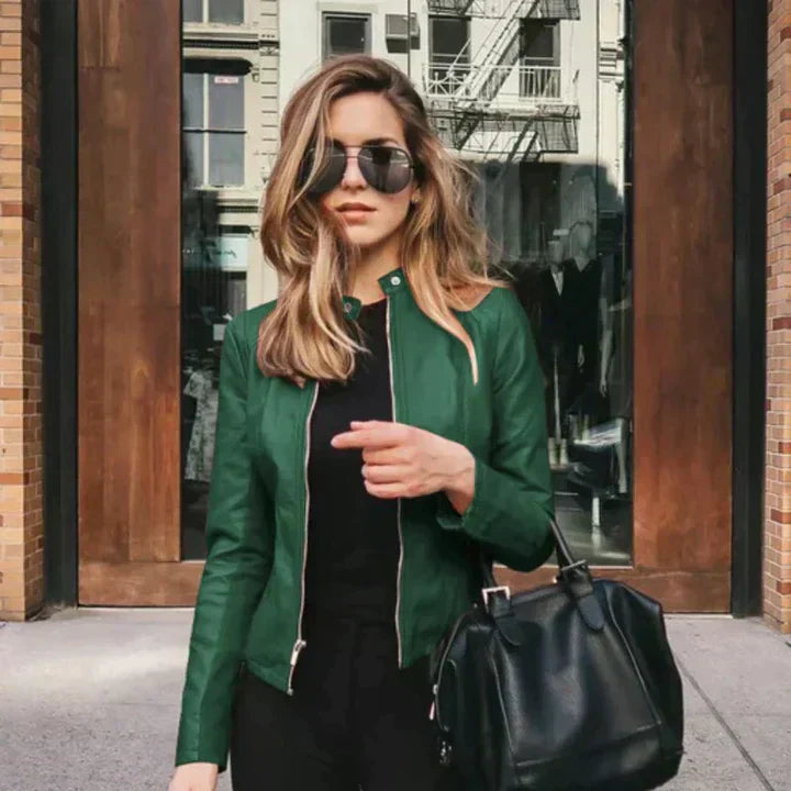 Structured Leather Jacket Long Sleeve