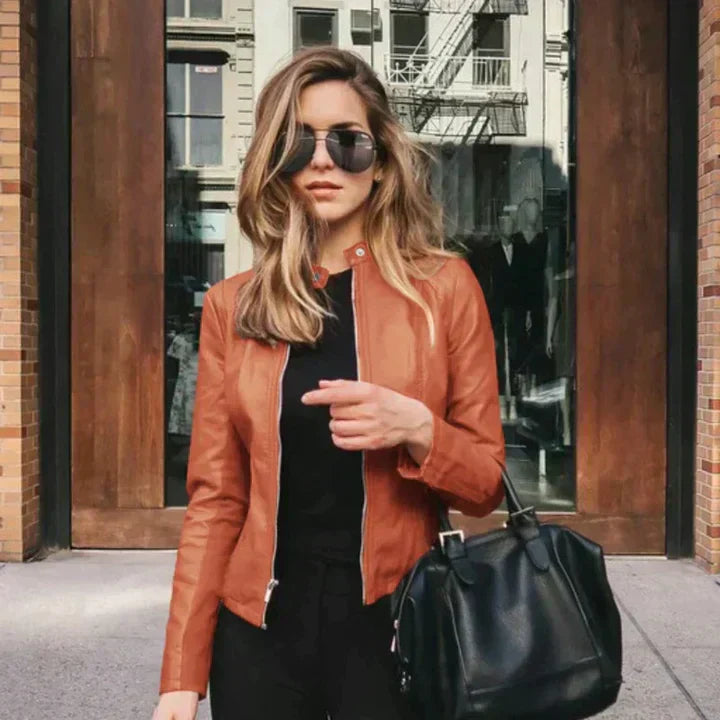 Structured Leather Jacket Long Sleeve