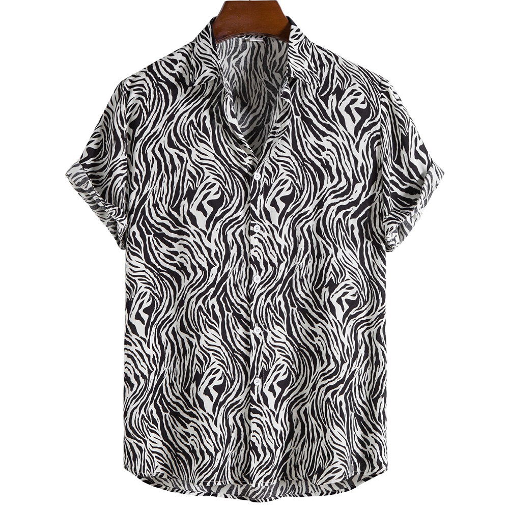 Men’s Polo Shirt Regular Fit Hip Length Tiger Print