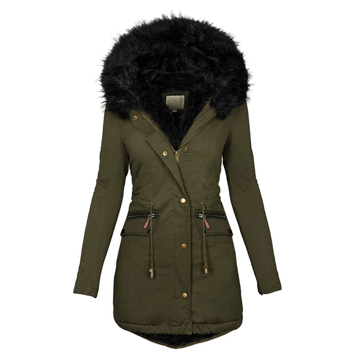 Women’s Mid-Length Jacket Straight Cut Smooth Front