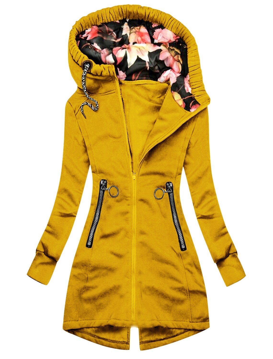 Women’s Rain Jacket Straight Cut Floral Pattern