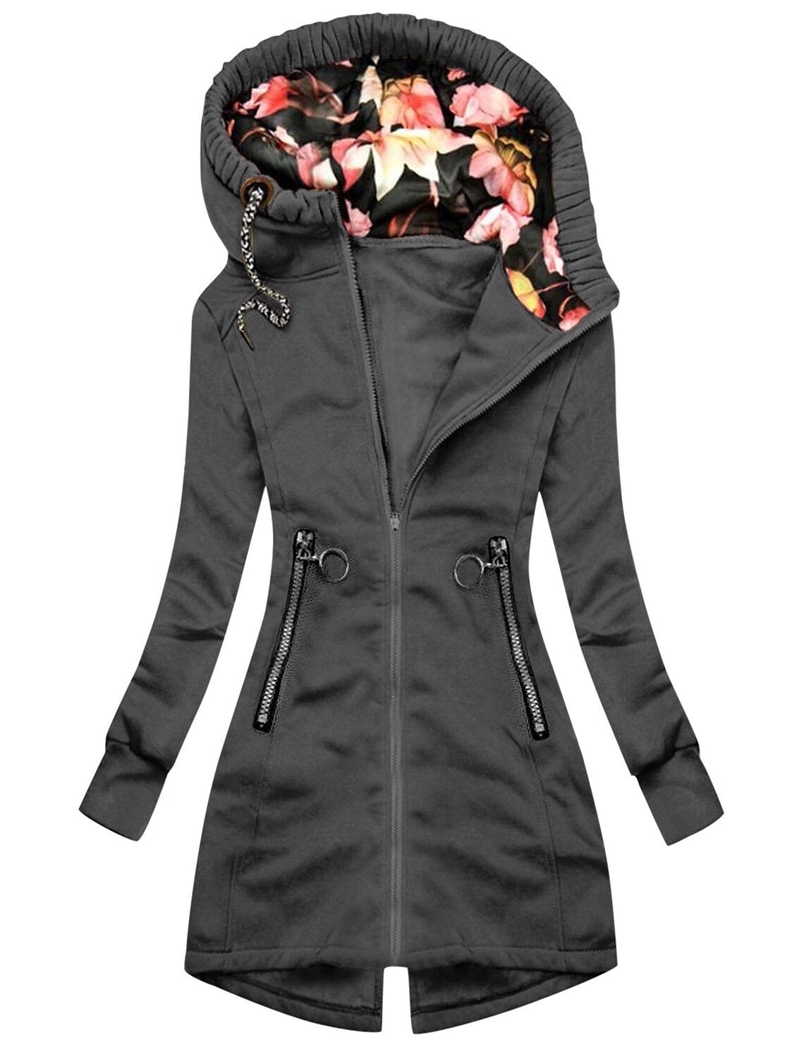 Women’s Rain Jacket Straight Cut Floral Pattern
