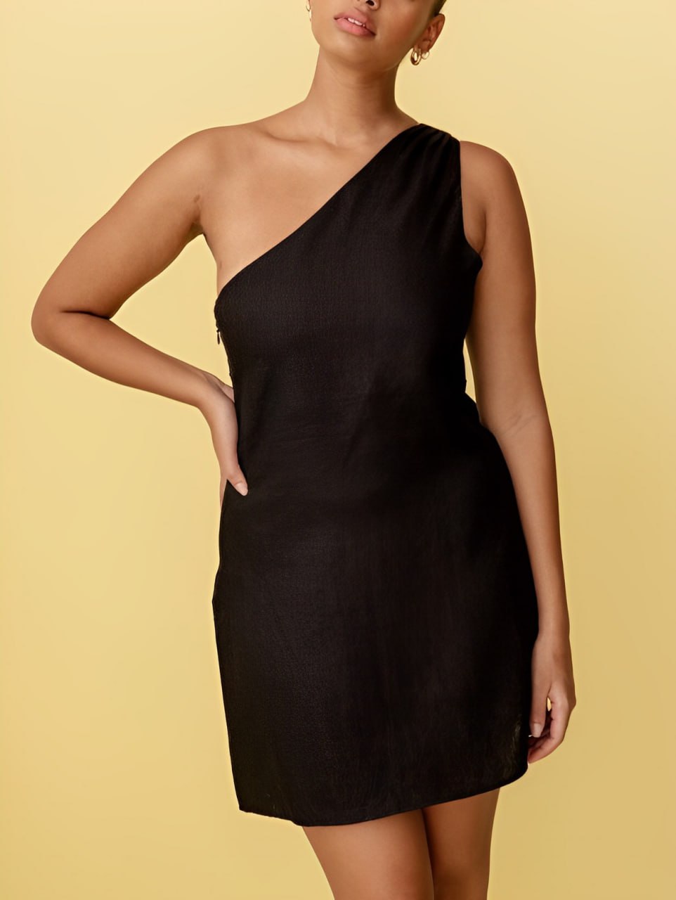 Asymmetric One-Shoulder Mini Dress Fitted
