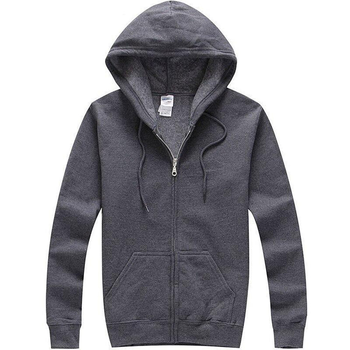 Men's Zip-Up Hoodie Straight Fit Hip-Length