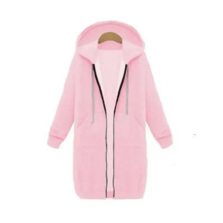 Women’s Long Sweatshirt Straight Cut with Front Zip