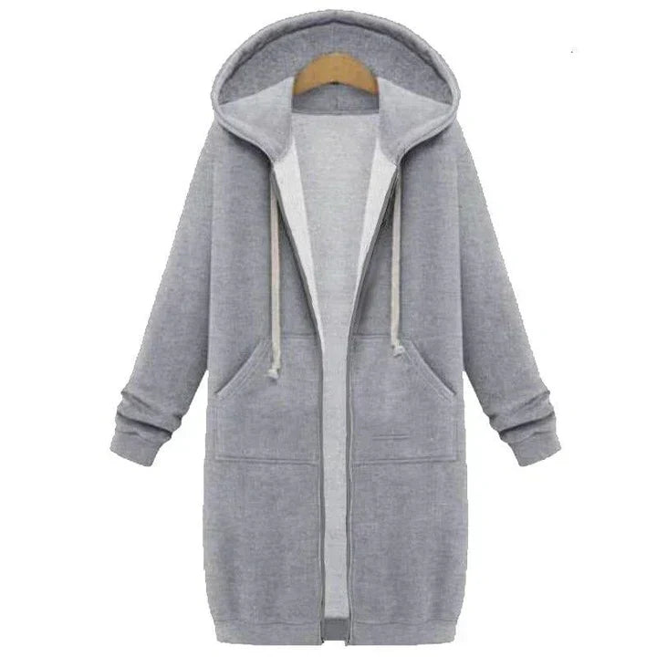 Women’s Long Sweatshirt Straight Cut with Front Zip