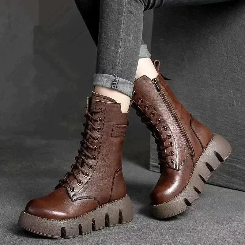 Ankle Boots Platform Sole Zipper Closure