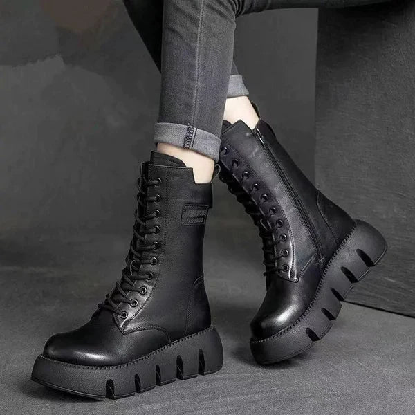 Ankle Boots Platform Sole Zipper Closure