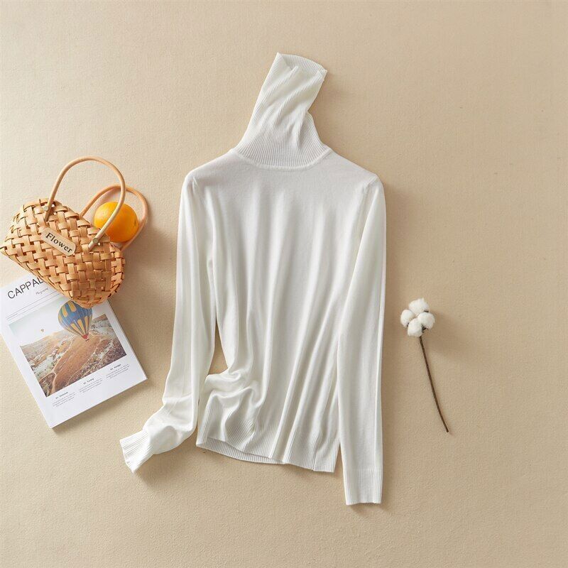 Knitted Turtleneck Jumper Straight Shape Long Sleeve