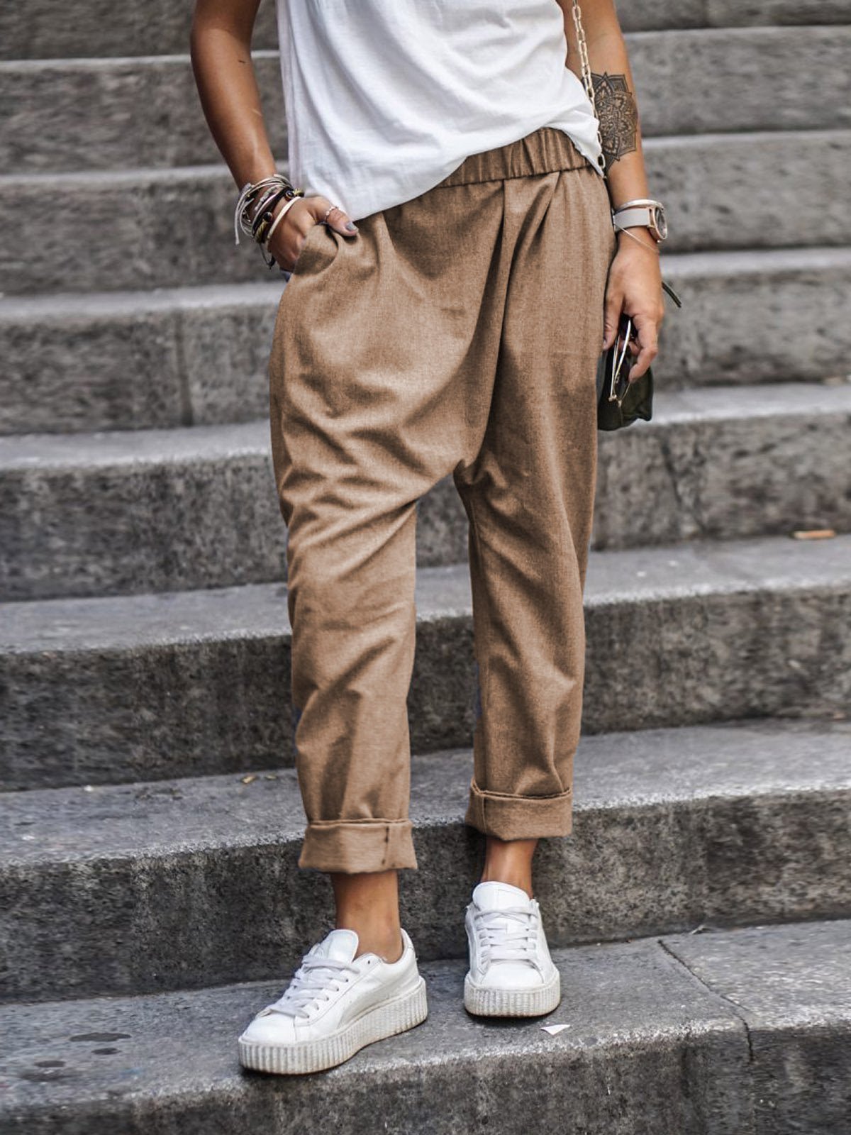 Tailored Trousers Loose Fit Turn-Up